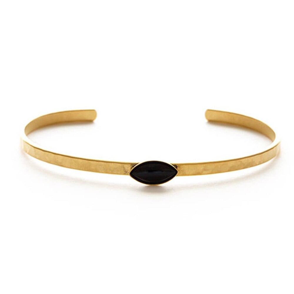 Navette Hammered Cuff - Onyx
